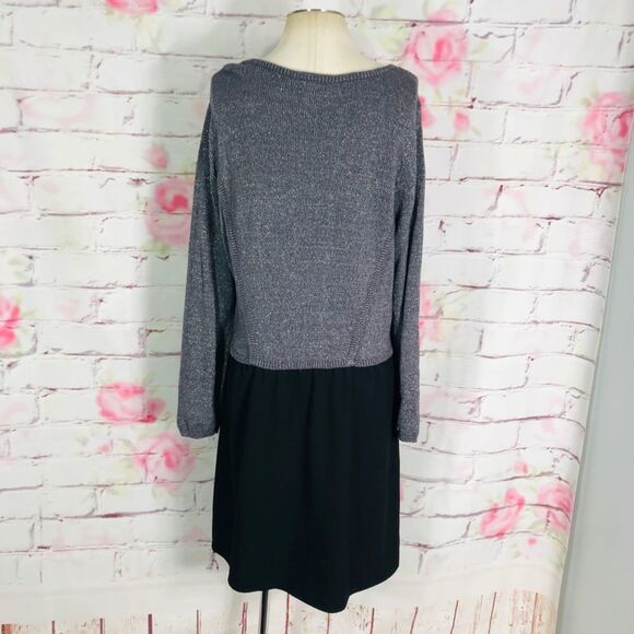 🔥5 for $25 sale🔥 lane Bryant gray metallic faux layered sweater tunic dress - Picture 6 of 10